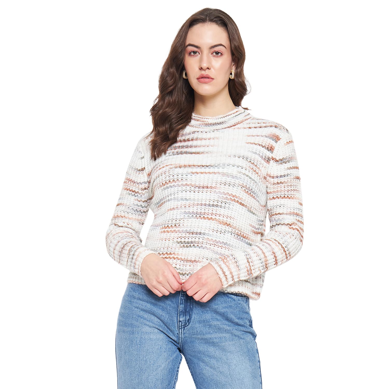 madame Women Solid Off White Sweater-picture-17