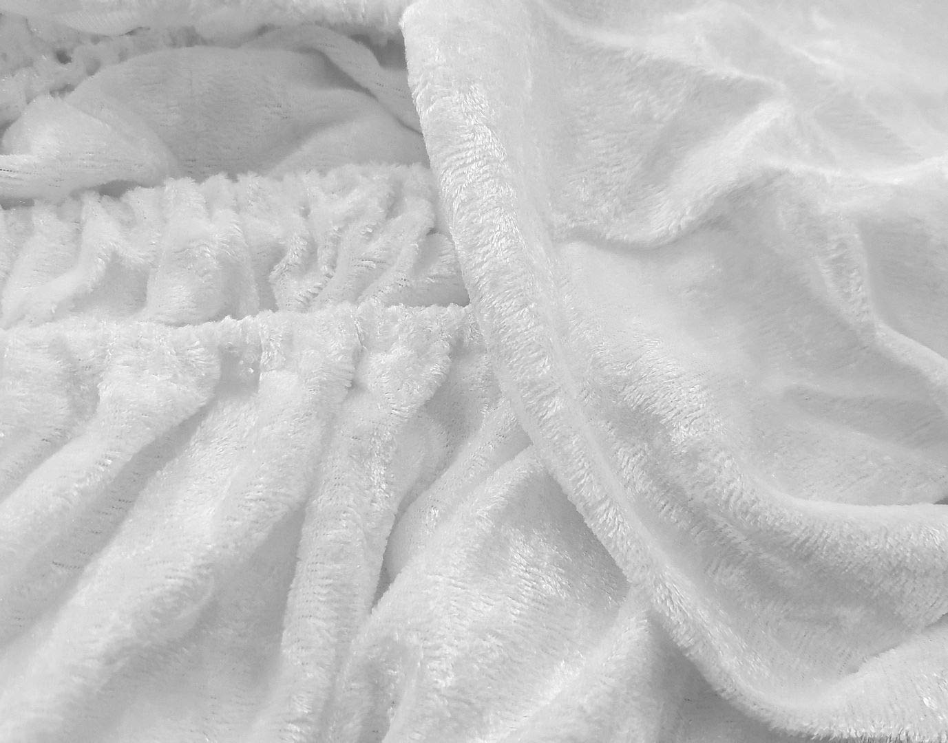 John Aird Crushed Velvet Elasticated Divan Bed Valance (White, Small Double)