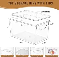 Vista 2 de 6 Pack Clear Storage Bins with Lids, 7 Quart Stackable Storage Boxes for Storage and Organization, Plastic Storage Containers with Lids, Plastic