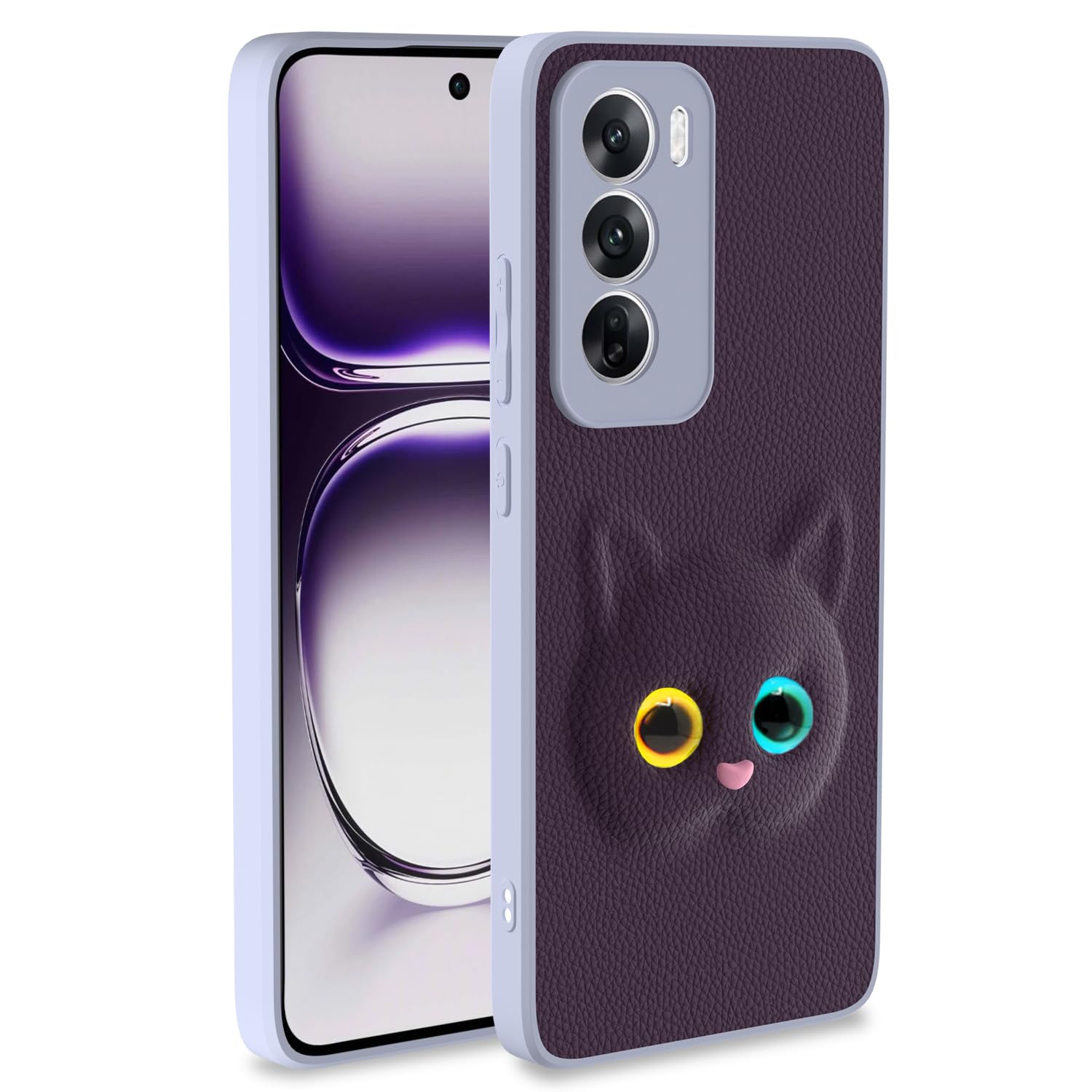 Pikkme Back Cover for Girls | Cute Cat Leather Finish | Soft TPU | Bumper Case for Oppo Reno 12 Pro 5G (Purple) (B0D9YH52DF) Amazon Price History, Amazon Price Tracker