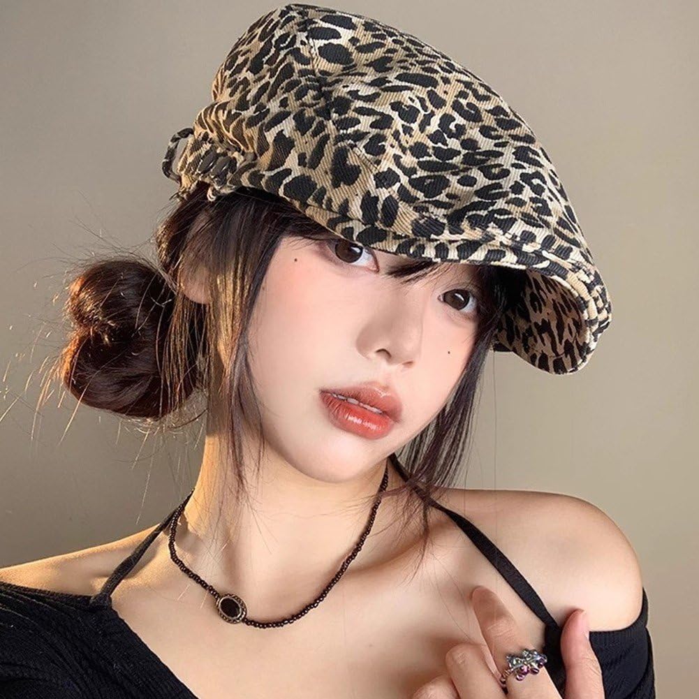 Amazon.co.jp: ハンチング帽 帽子 キャップ ヒョウ柄 Y2K レディース