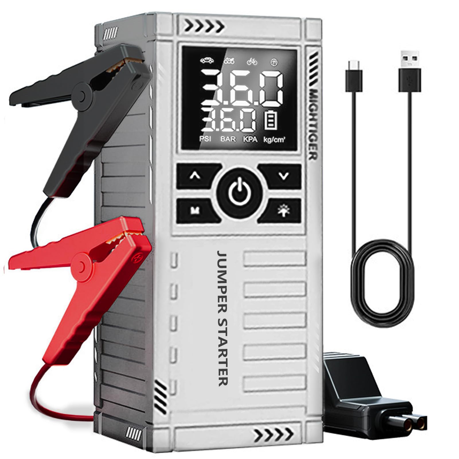 Car Battery Jump Starter with Air Compressor - 2500mAh 4 150PSI Portable Car Jump Starters Gas4 5L 3