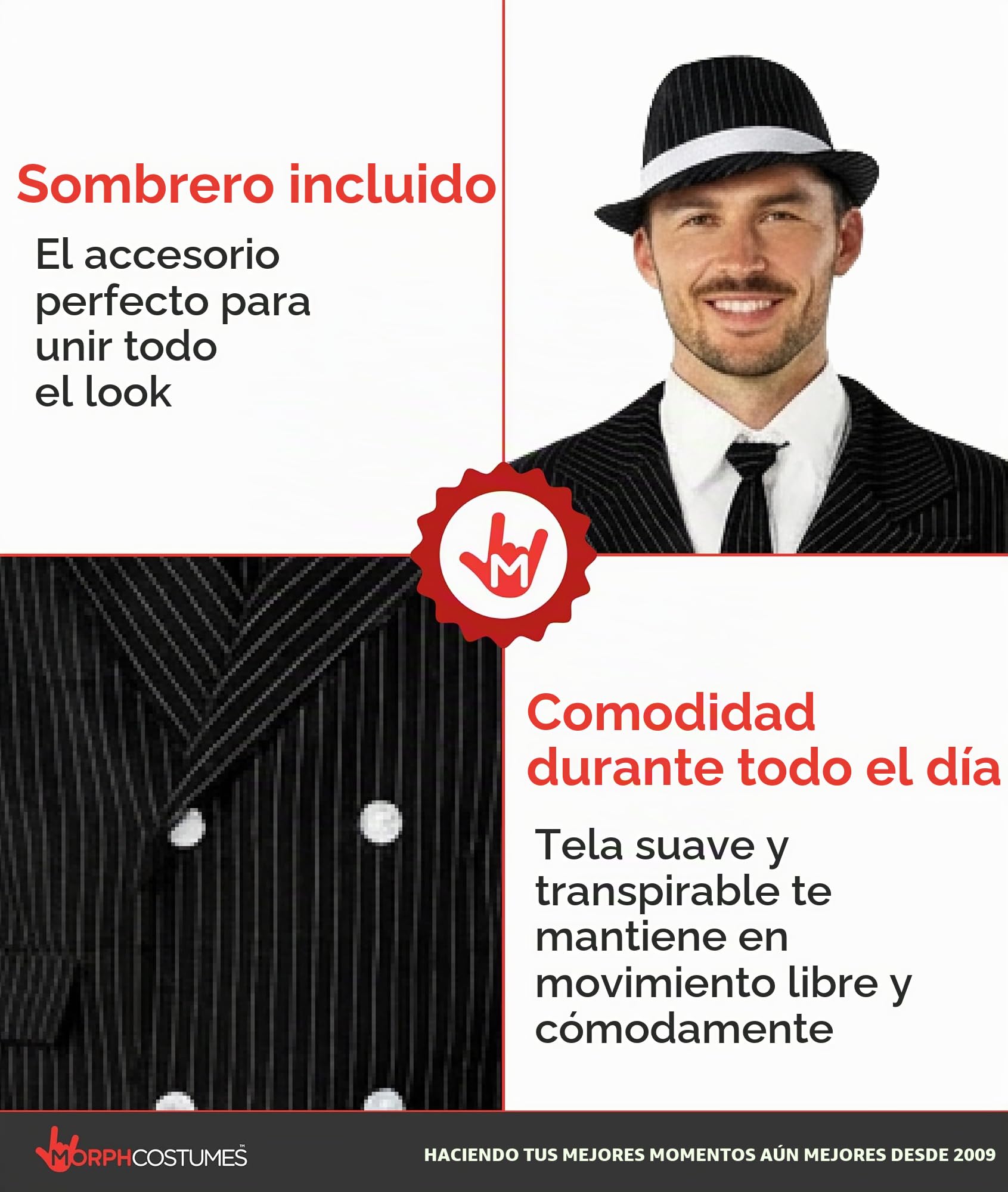 Fun Shack Disfraz Gangster Hombre, Disfraz Mafioso Hombre, Disfraz Años 20 Hombre, Disfraz Carnaval Hombre