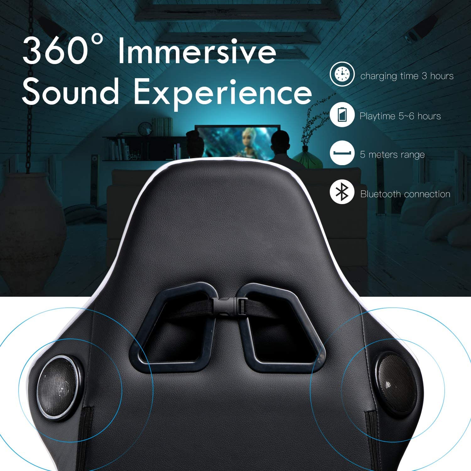 GTRACING Gaming Chair with Footrest and Bluetooth Speakers Music Video