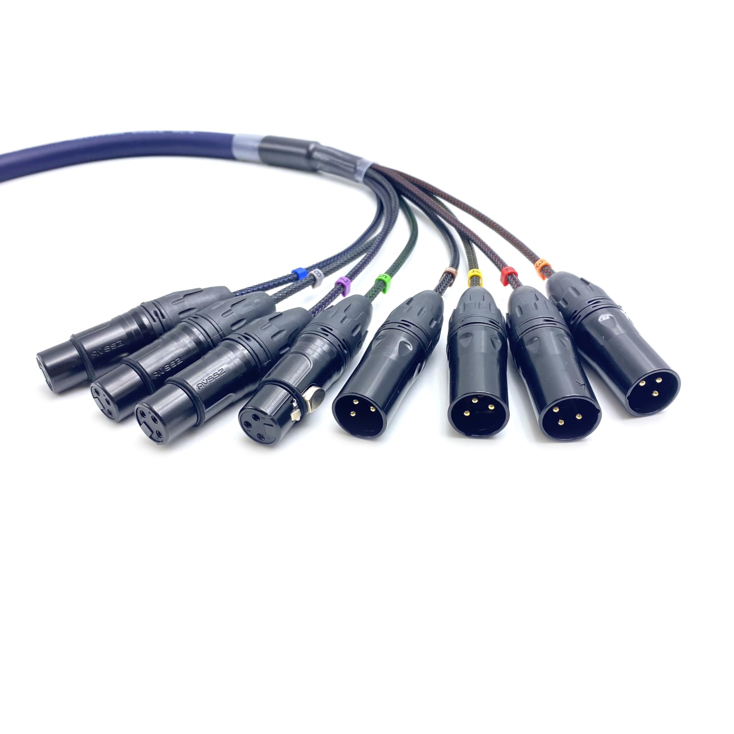 Cavo a serpente bilanciato da DB25 maschio a 8 canali XLR a 3 pin, 4 maschi e 4 femmina, da DB25 a XLR, cavo a serpente per interfaccia modulare, altamente schermato, audio analogico, cavo in