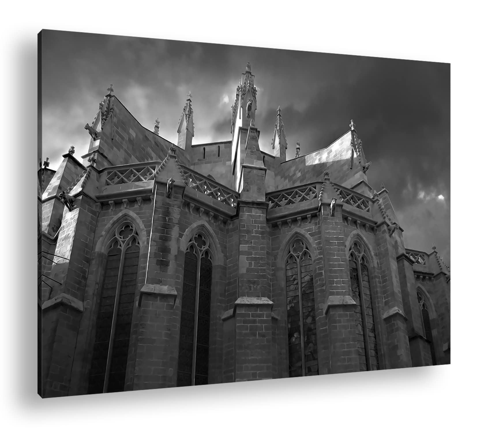 deyoli Gotycka katedra format: 75 x 50 cm efekt: czarny/biały jako obraz na płótnie, motyw oprawiony na ramie z prawdziwego drewna, wysokiej jakości druk cyfrowy z ramą