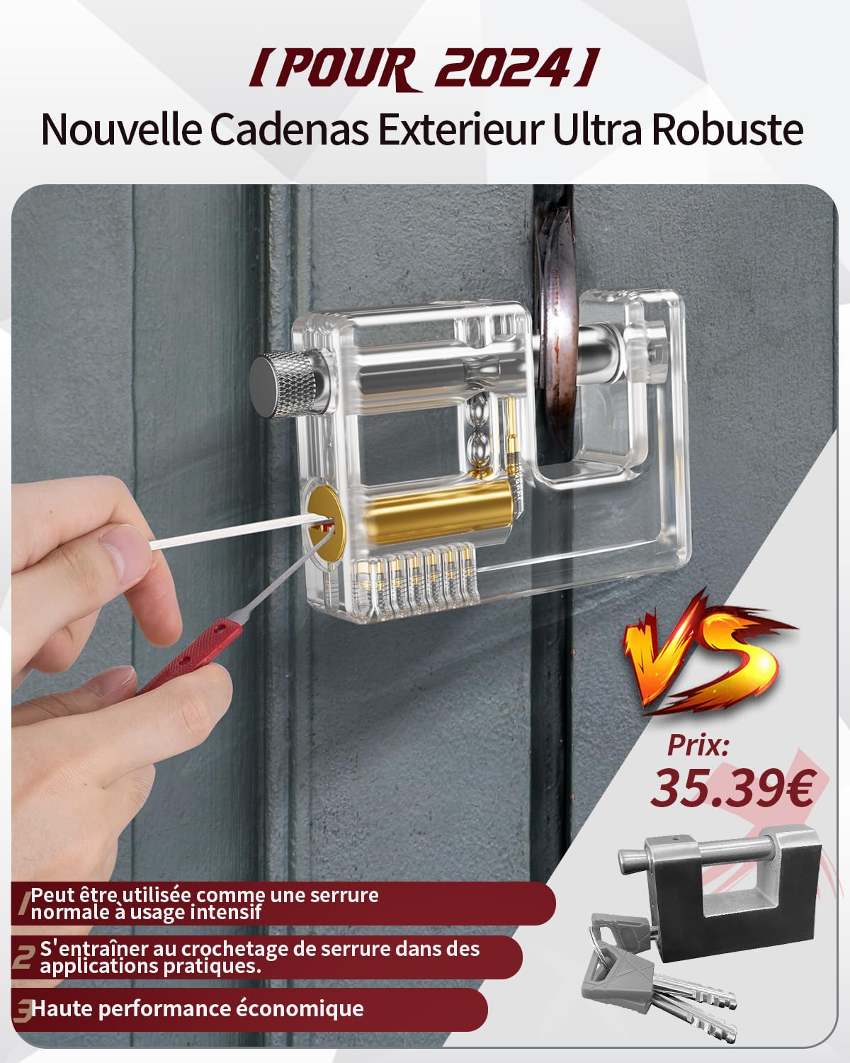 Eventronic Kit de Crochetage Serrure 37+5 Pièces, [2026 Nouvelle Edition Pionnier & Nouvelle Expérience Lockpick] avec 5 Serrure Transparente Cadenas, pour Serruriers Débutant & Pro