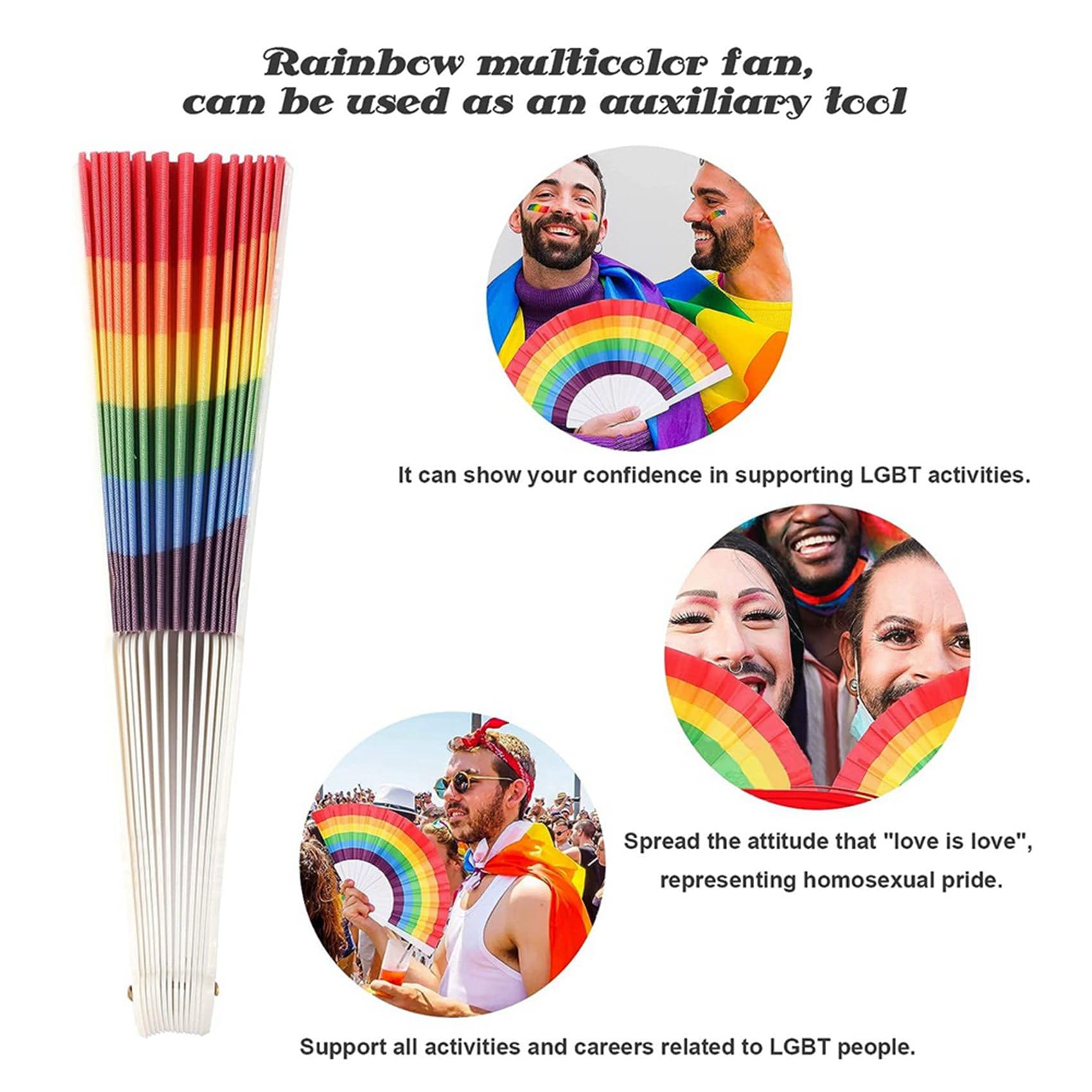 30X Rainbow Fan Pride składane wachlarze ręczne akcesoria do dumy gejowskiej tęcza akcesoria dekoracje miesiąc dumy
