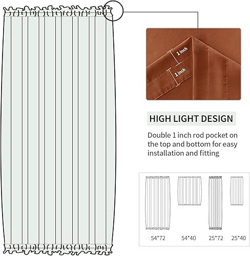 Miniatura 249 de DWCN Cortinas para puerta francesa: cortina térmica con bolsillo para barra para puertas con ventana de cristal, puertas de cocina y patio