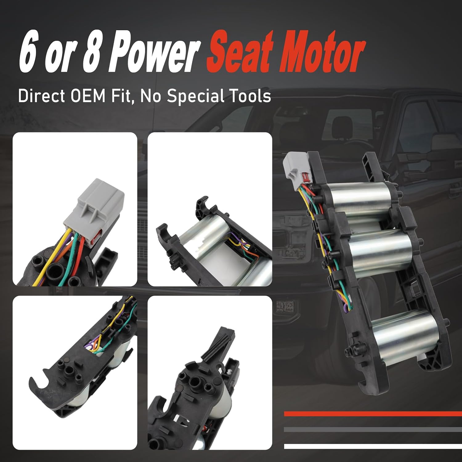 6 or 8 Power Seat Motor Compatible with 2007 2008 2009 2010 2011 2012 2013 2014 Cadillac Escalade Chevrolet Chevy Silverado Suburban Tahoe GMC Sierra Yukon Way Power Seat Motor Replacement L0060111