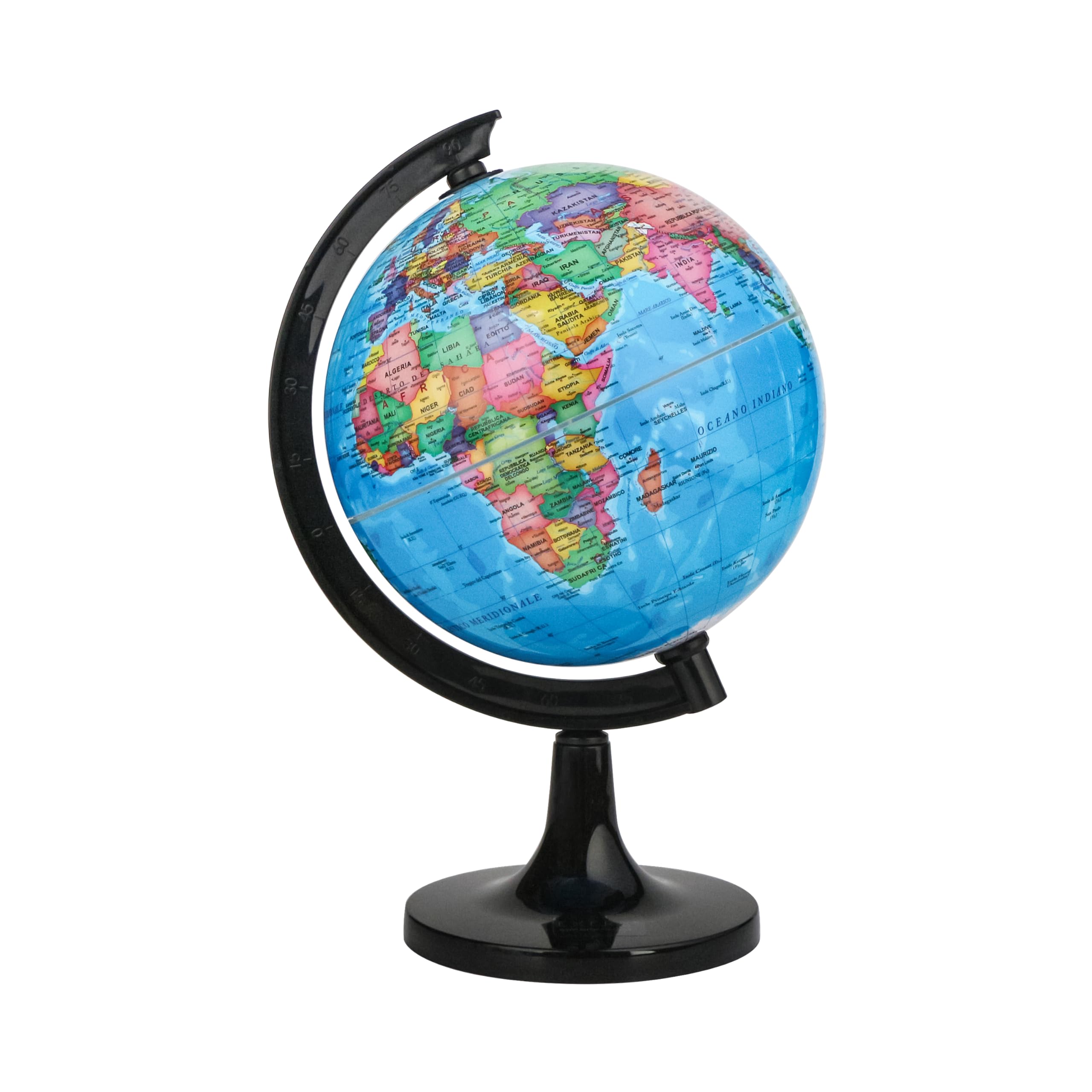 Mappamondo 14 cm Mappa Italiana Base Nera Exerz