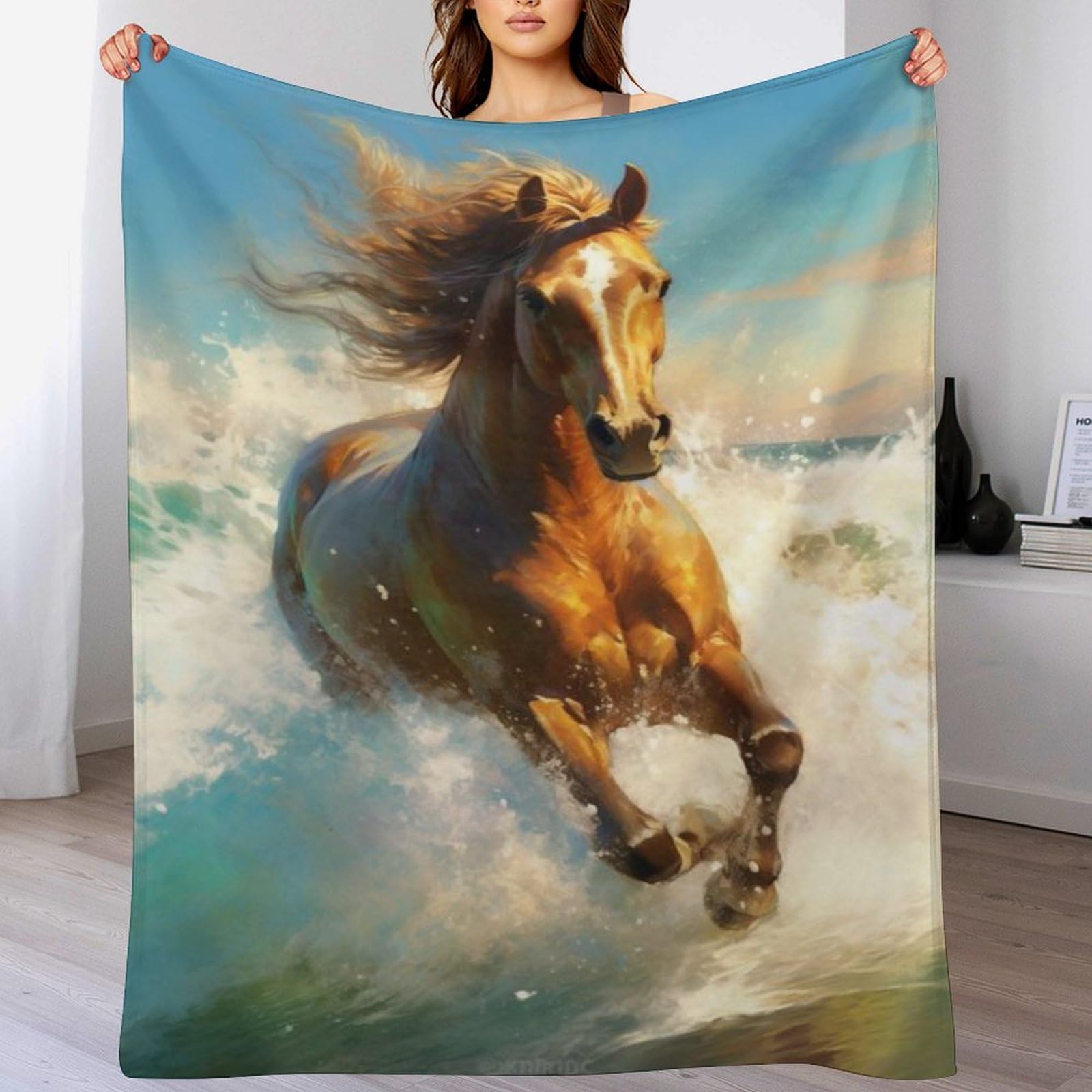 GGJJTT Horse Blankets Throw Super Soft Warm Lightweight Cozy Blanket for Children, Young Girls Or Adult for Couch Bed Sofa 130×180cm