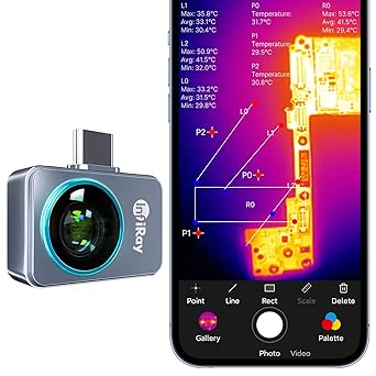 InfiRay P2 Pro Thermal Camera for Android, 256x192 IR High Resolution, 9g Smallest Thermal Imager with -4?F to 1112?F Temp Range, Video Recording Supported, Works for Smartphones and PC & Tablets