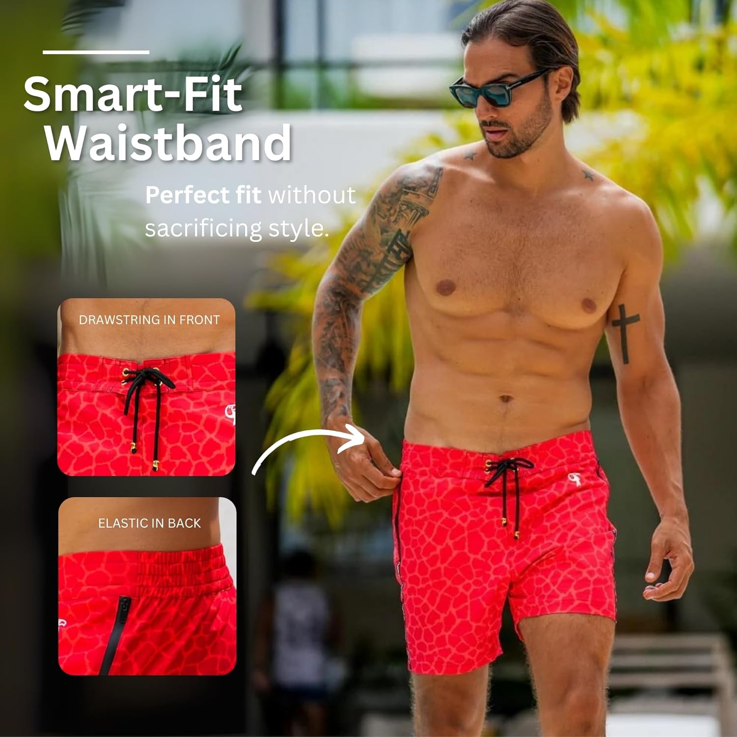 Tucann Men's Trunks 5" Compression Liner Quick Dry Zipper Pocket Chlorine Resistan 4 Way Stretch Printed Swim Shorts for Men