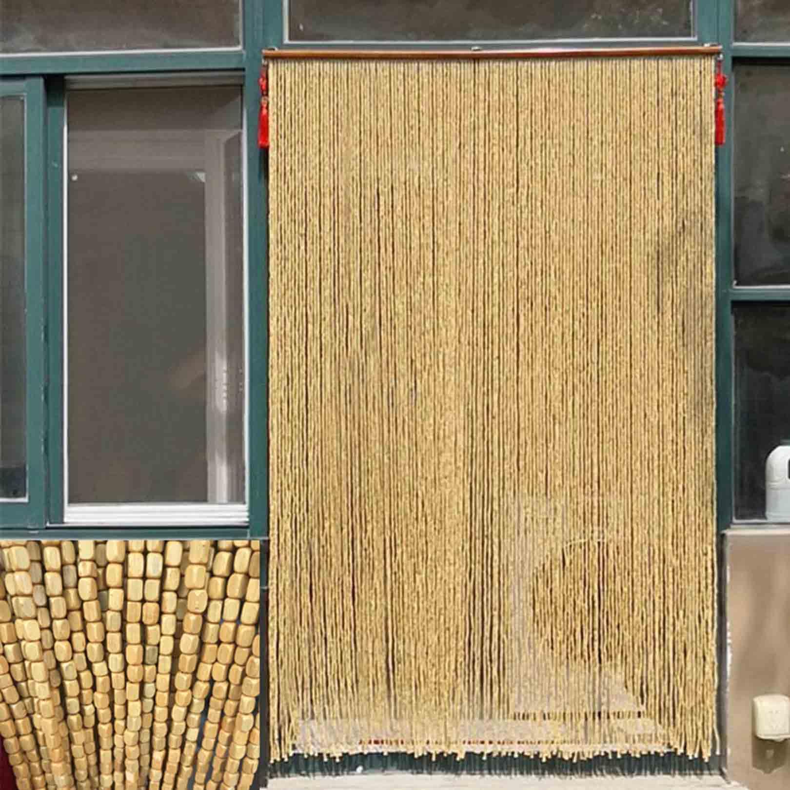 Drzwi z koralikami - sznurek do drzwi i konfigurowalne rozmiary, panel dzielący pokój z akcesoriami (91 pasm, 90 cm x 150 cm)