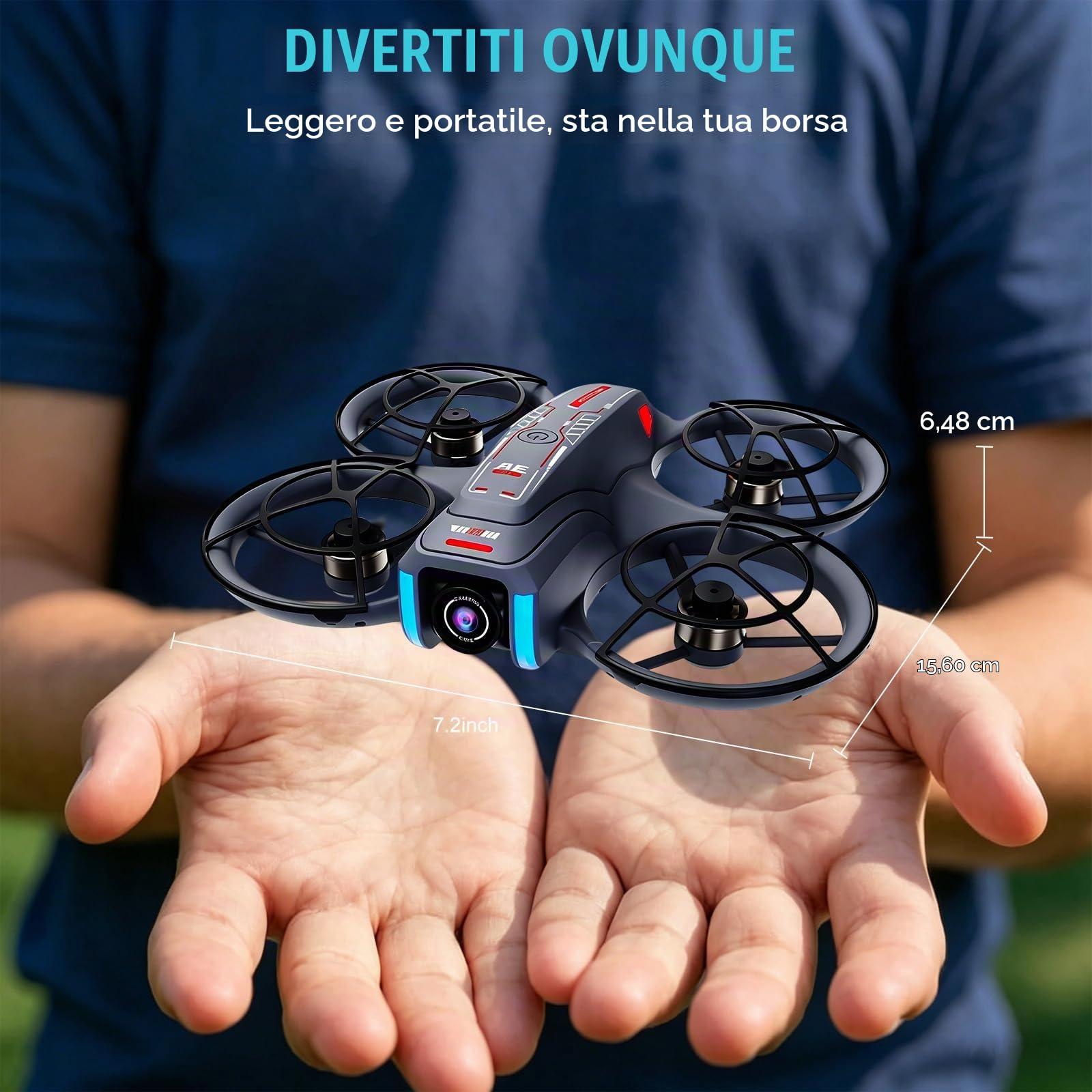 OBEST Drone con Fotocamera, Telecomando schermo da 4,5", Evitamento Ostacol, Fotocamera Regolabile a 90°, con Scheda TF, 2 Batterie, adatto per Adulti e Principianti