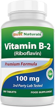 Best Naturals Vitamin B2 Riboflavin 100 mg 180 Tablets - Premium Formula - 3rd Party Lab Tested