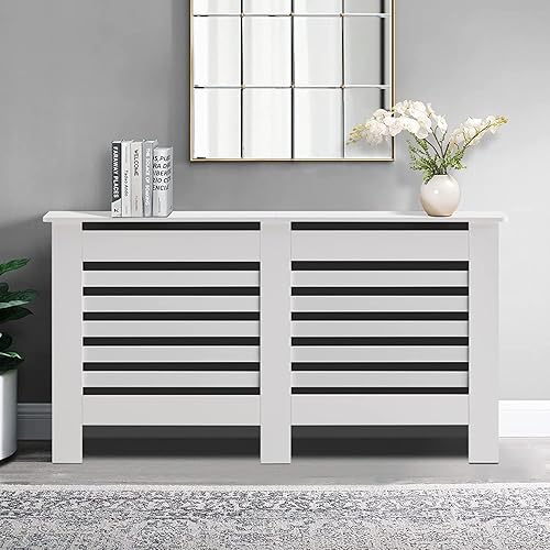Miniatura 2 de Cubierta de radiador de madera blanca MDF para gabinete estante moderno de 599 pulgadas de ancho x 75 pulgadas de profundidad x 32 pulgadas de alto
