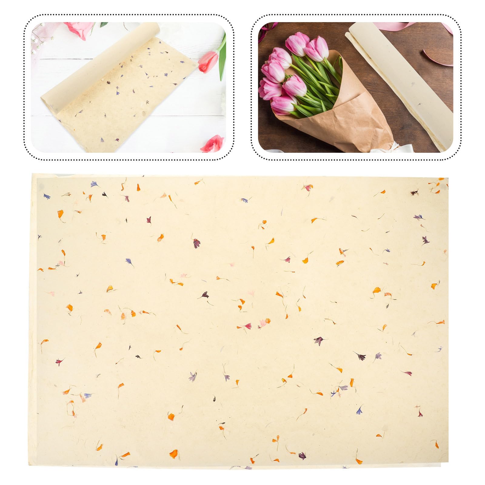 FRCOLOR Lot De 4 Feuilles De Papier Floral Motif Floral Naturel Facile À Plier Pour De Anniversaire Célébration Recyclable