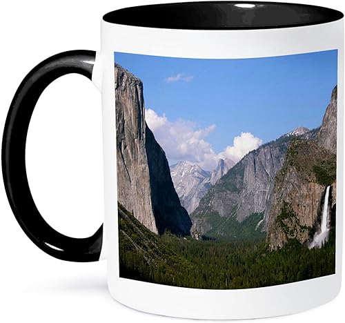 3dRose mug_36441_4 "El Capitan and Bridalveil Falls in Yosemite National Park" Taza negra de dos tonos, 11 onzas, multicolor