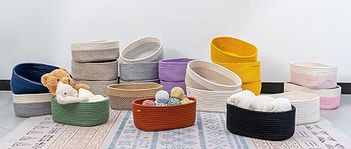 Miniatura 8 de CubesLand Cestas pequeñas de almacenamiento tejidas para estantes, contenedores de almacenamiento de armario para estantes, cestas de cuerda para