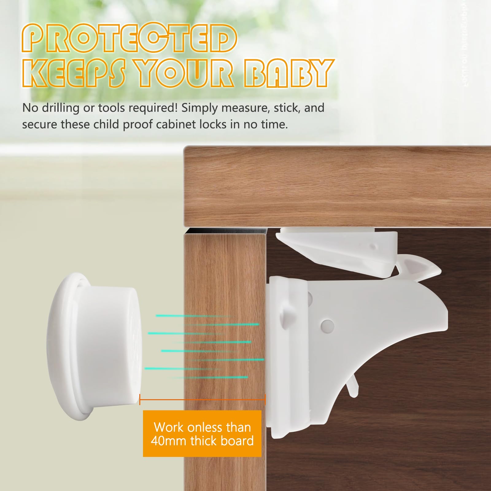 Magnetic Child Safety Cupboard Locks for Children Baby Proofing Kitchen Cabinets & Drawers Easy Install White - Image 2