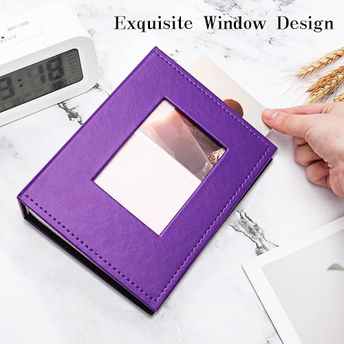 Miniatura 3 de Vienrose Álbum de fotos de 4 x 6 pulgadas, 100 fotos, cubierta de piel, libro de fotos con ventana frontal, álbumes de fotos deslizables para bebé,