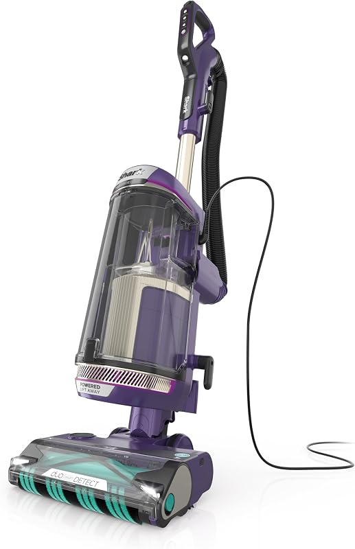SHARK POWERDETECT Aspiradora vertical con tecnología DuoClean, tecnología neutralizadora de olores, elevador eléctrico, cepillo autolimpiante, sello completo antialérgeno (renovado) (berenjena)