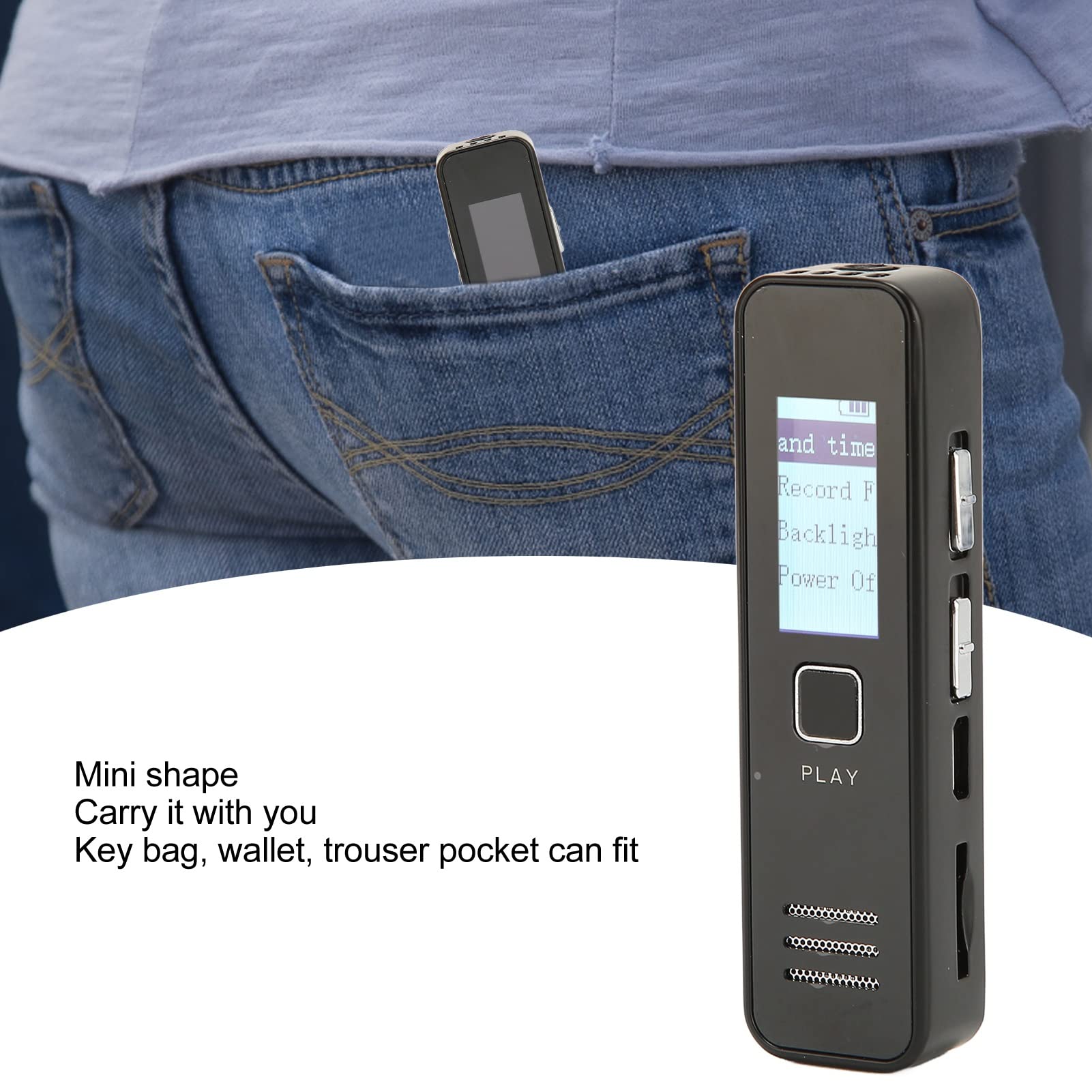 Asixxsix Registratore Vocale Digitale, Registratore Vocale da 32 GB con Riproduzione, Mini Dispositivo di Registrazione HD Portatile per Dittafono per Conferenze, Riunioni,