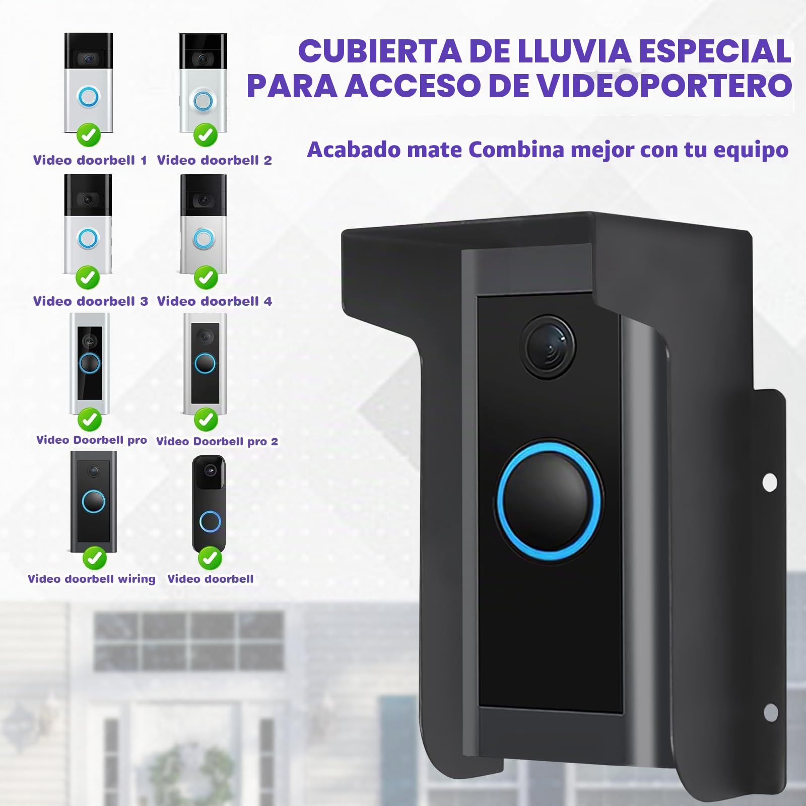 Protección contra la lluvia para timbre: Protección contra la lluvia para timbre de vídeo, duradera y protección contra el clima para timbres de anillo, sistema de interfono y cerradura de