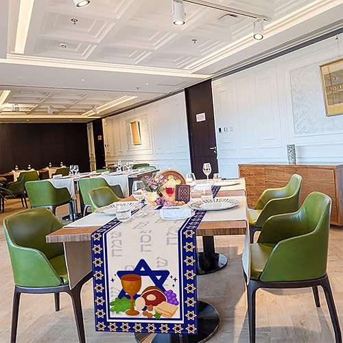 Miniatura 5 de Vohado Camino de mesa de lino feliz pascua, fiesta judía, hogar, comedor, cocina, chimenea, decoración