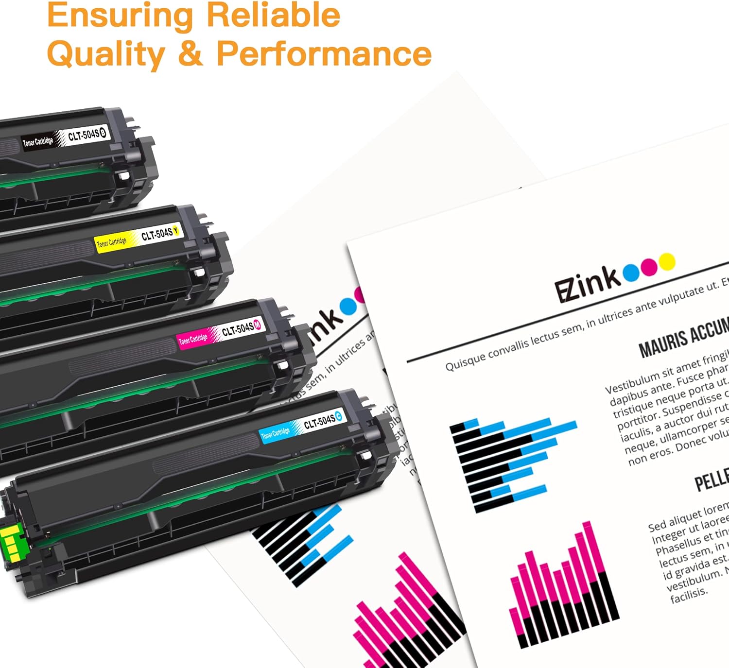 E-Z Ink Compatible Toner Cartridge Replacement for Samsung 504 504S CLT-K504S CLT-504S CLT-M504S CLT-C504S CLT-Y504S to use with SL-C1860FW SL-C1810W CLP-415NW CLX-4195FW Printer Tray (4 Pack)