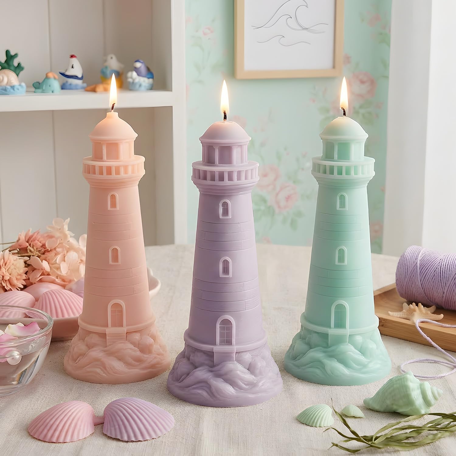 Lighthouse Candle Molds Lighthouse Silicone Candle Mold for Candles Making Resin Casting Aromatherapy Candles Handmade Wax Home Decor