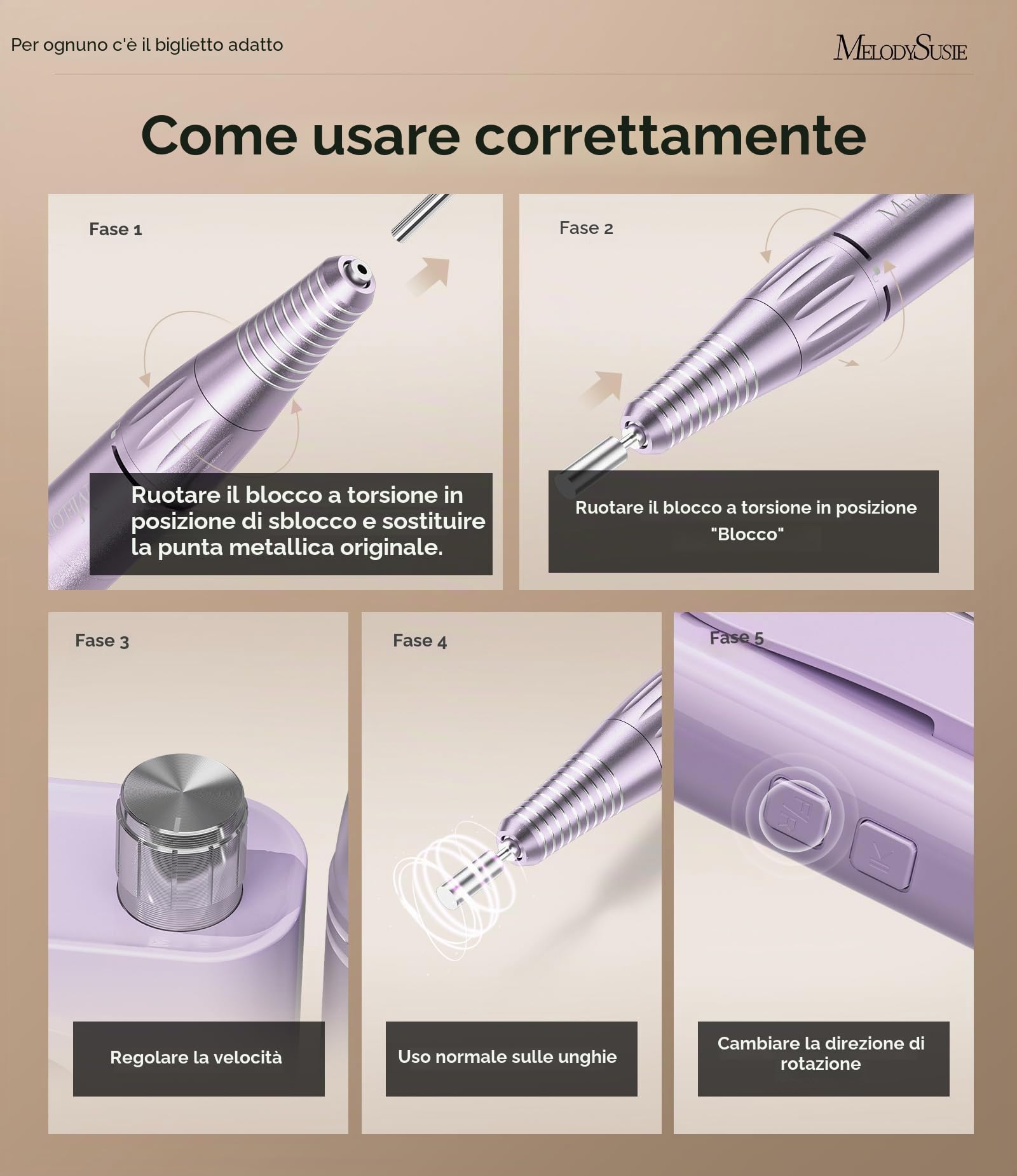 MelodySusie Trapano ricaricabile per unghie, 30000 giri/min, lima elettrica per modellare, rimuovere e lucidare unghie in gel, leggera e facile da usare