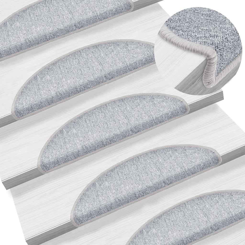 Maty na schody 20 sztuk 56x17x3 cm jasnoszare półokrągłe