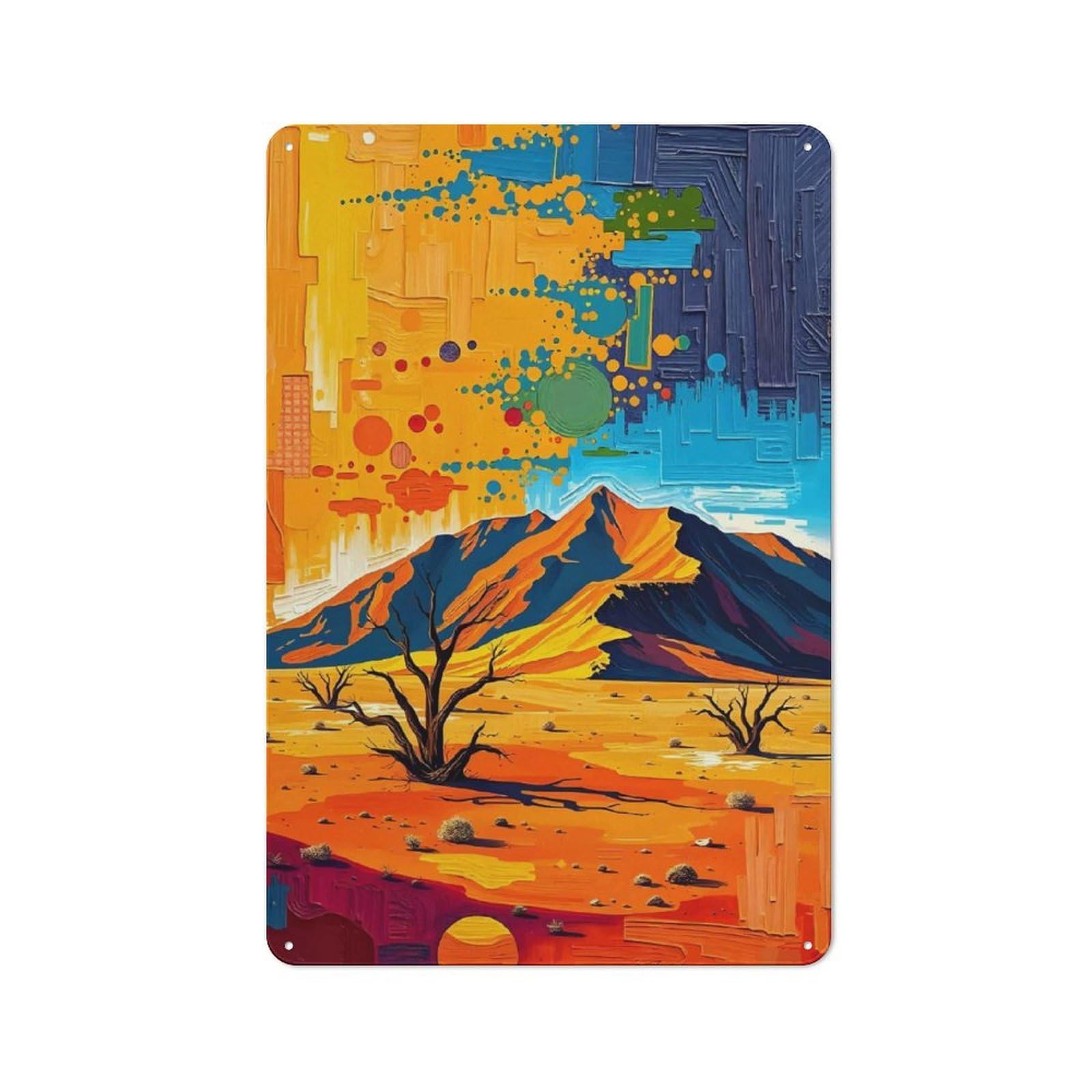 Junmoney Namib Desert Landscape Vintage Metal Plaque 30X20cm For Dining Room Or Kitchen, For Dining Room Decor Fans