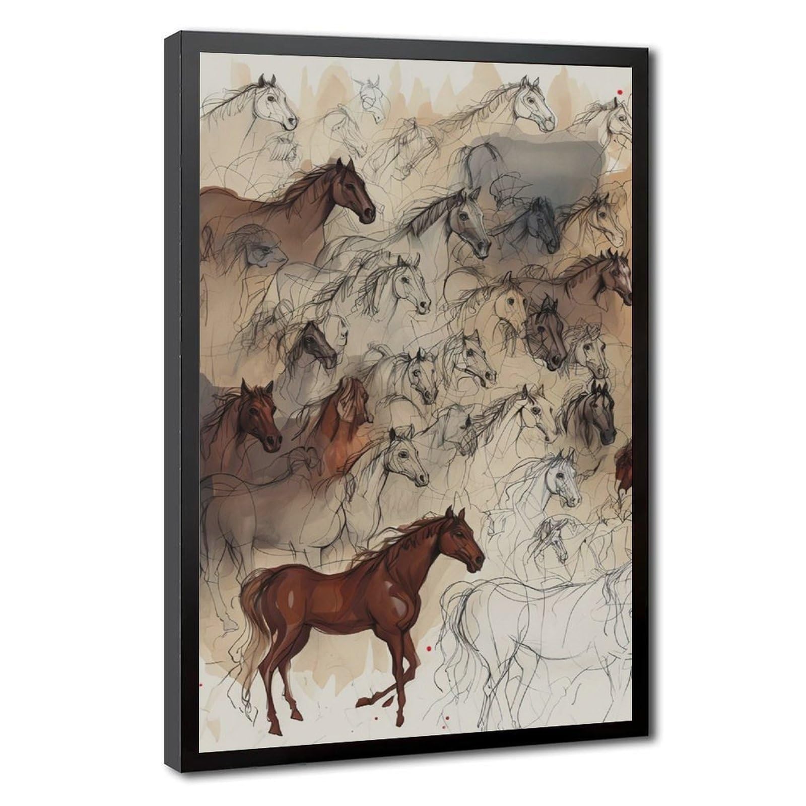 Bareronor Herd of Horses Abstract Canvas Poster Bedroom Decor Landscape Office Room Decor Gift 20" L X 30" W