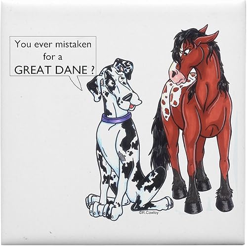Miniatura 1 de CafePress N Great Dane & Horse - Azulejo cuadrado de 4.25 pulgadas, posavasos para bebidas, salvamanteles pequeños