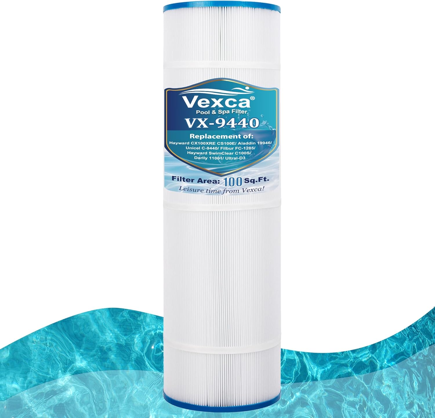 Vexca® C100S Pool Filter Cartridge Replacement for Hayward SwimClear C100S, CX100XRE, PA100S, Unicel C-9440, Filbur FC-1285, 100 Sq.Ft, 1 Pack