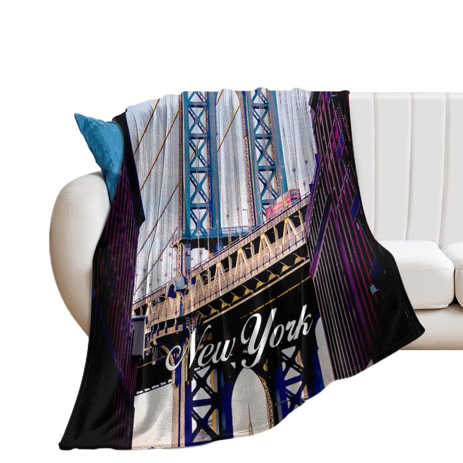 Couverture flanelle New York 178x203cm plaid lit et canape
