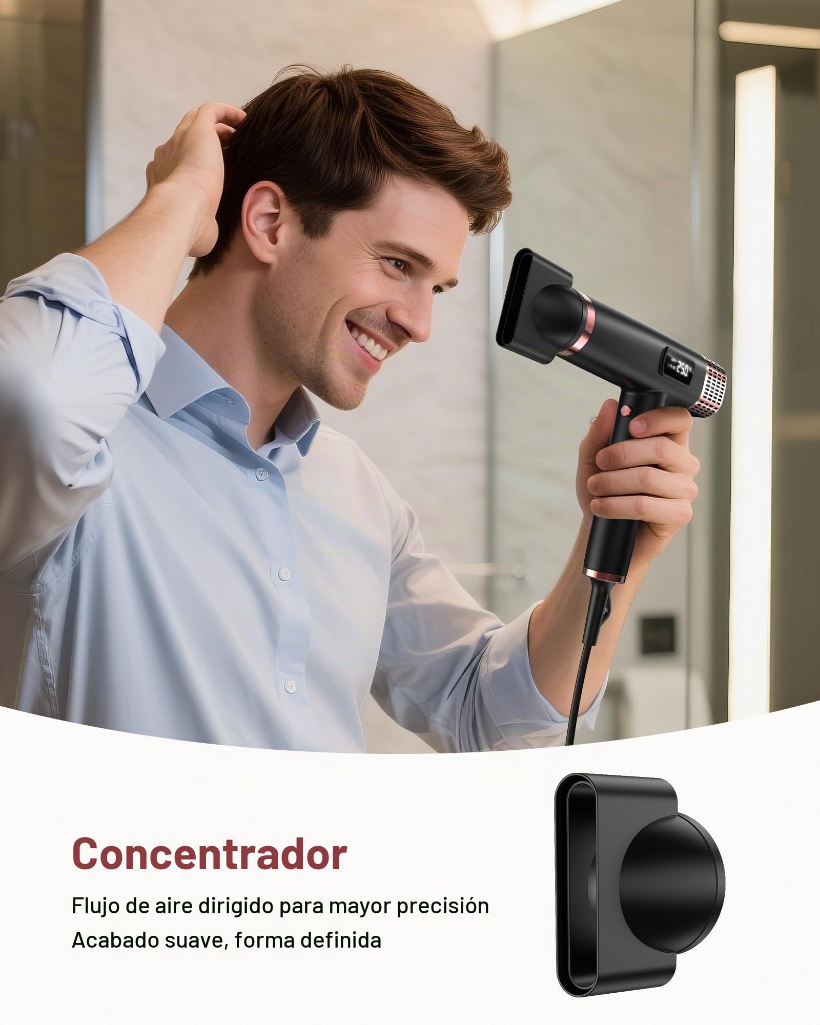 MESCOMB Secador de Pelo de Viaje 1875W con Difusor Doble voltaje, Secado Rápido, Sin Daños Térmicos, Bajo Nivel de Ruido, Control Térmico Inteligente para Viajes Familiares