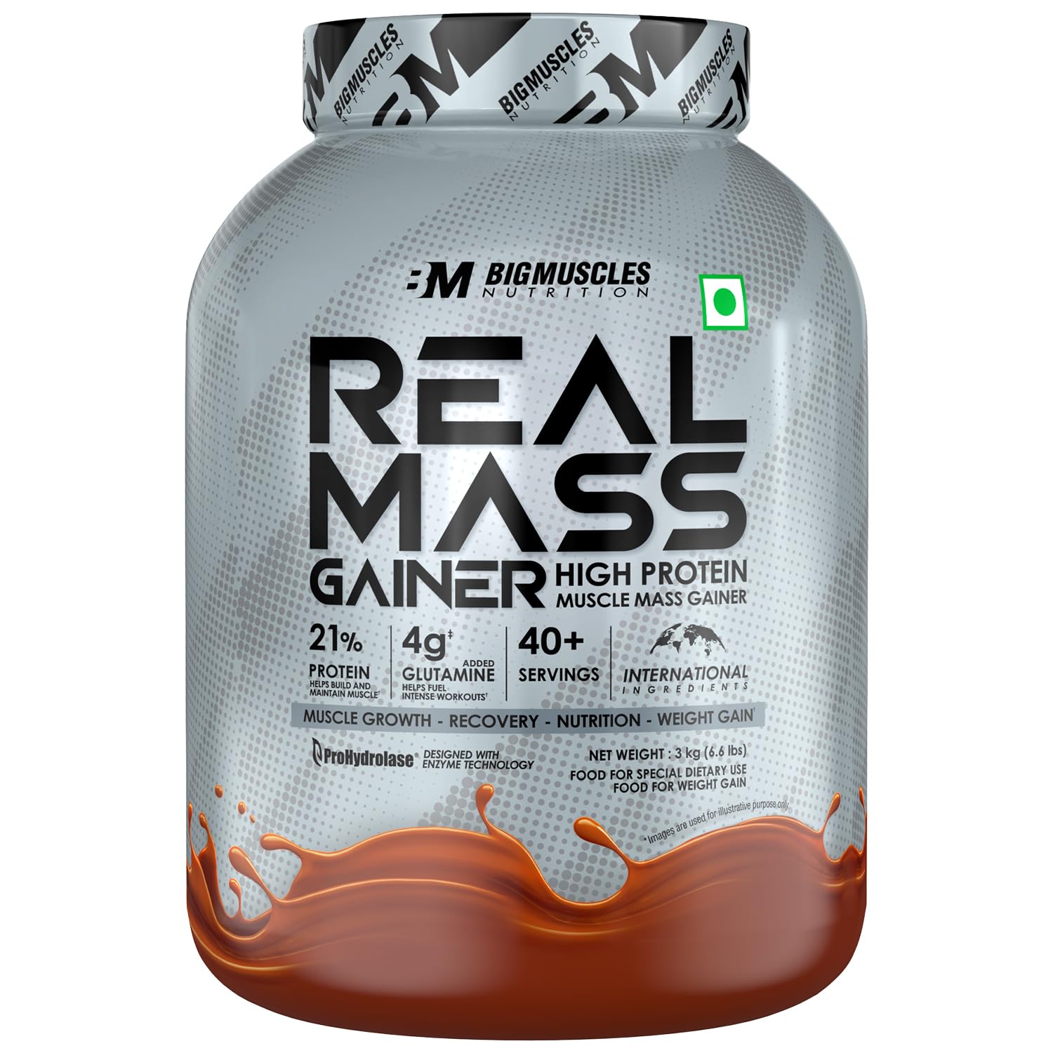 Bigmuscles Nutrition Real Mass Gainer [ Rich Chocolate]|Lean Whey Protein Muscle Mass Gainer|Complex Carbohydrates,|1000 Calories|Reduces Muscle Breakdown|Boosts Metabolism,3000 Grams