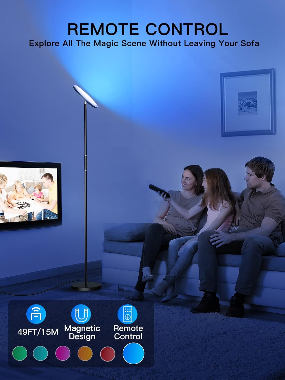 3000LM CW Floor Lamp + 36W RGBCW Floor Lamp 2700K-6500K with Remote Control