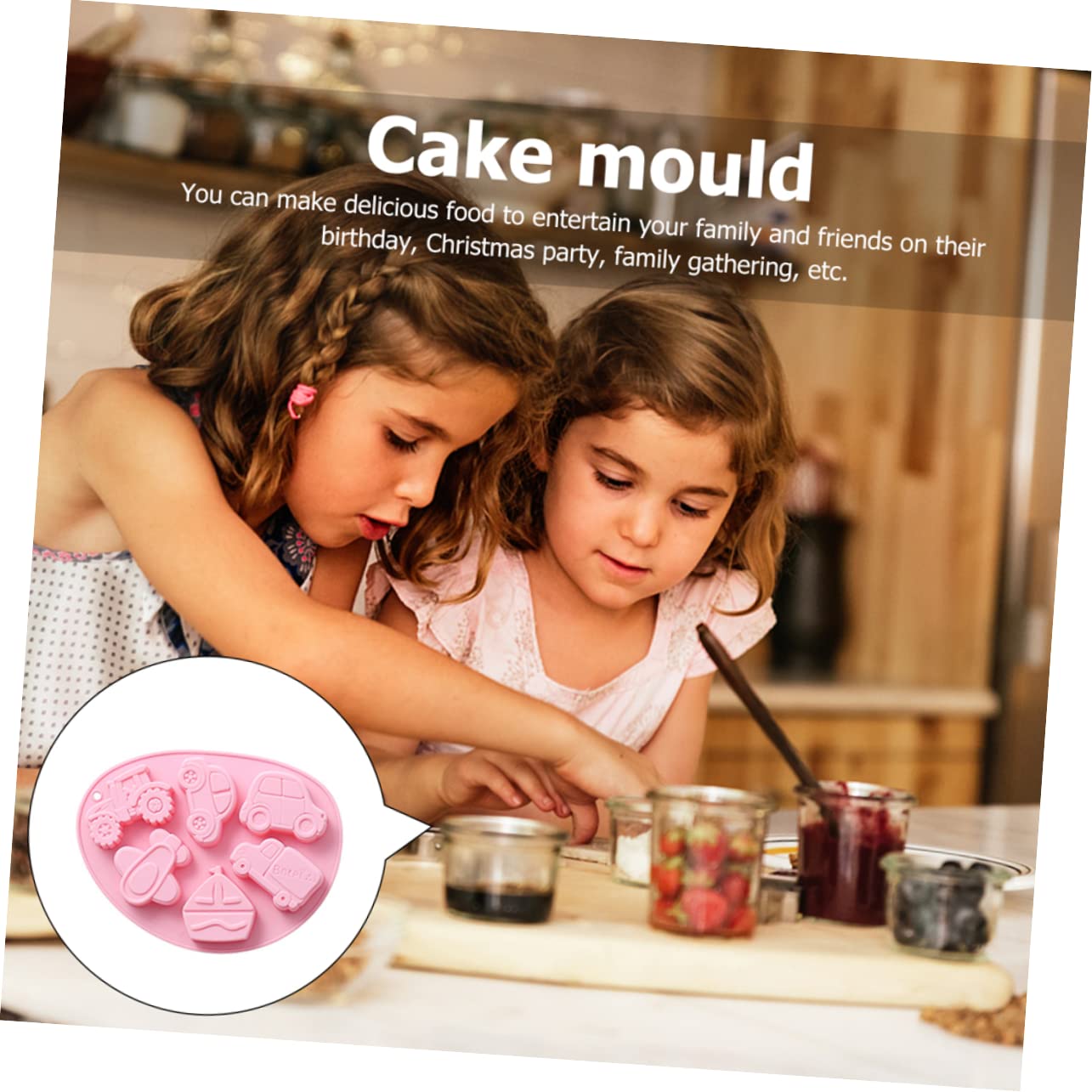 Amosfun 4 Pz Stampo da forno in silicone stampo torta natale stampo cioccolatini caramelle alla frutta di gelatina torta alla frutta stampo in silicone multiuso Stampo per torta fai da te
