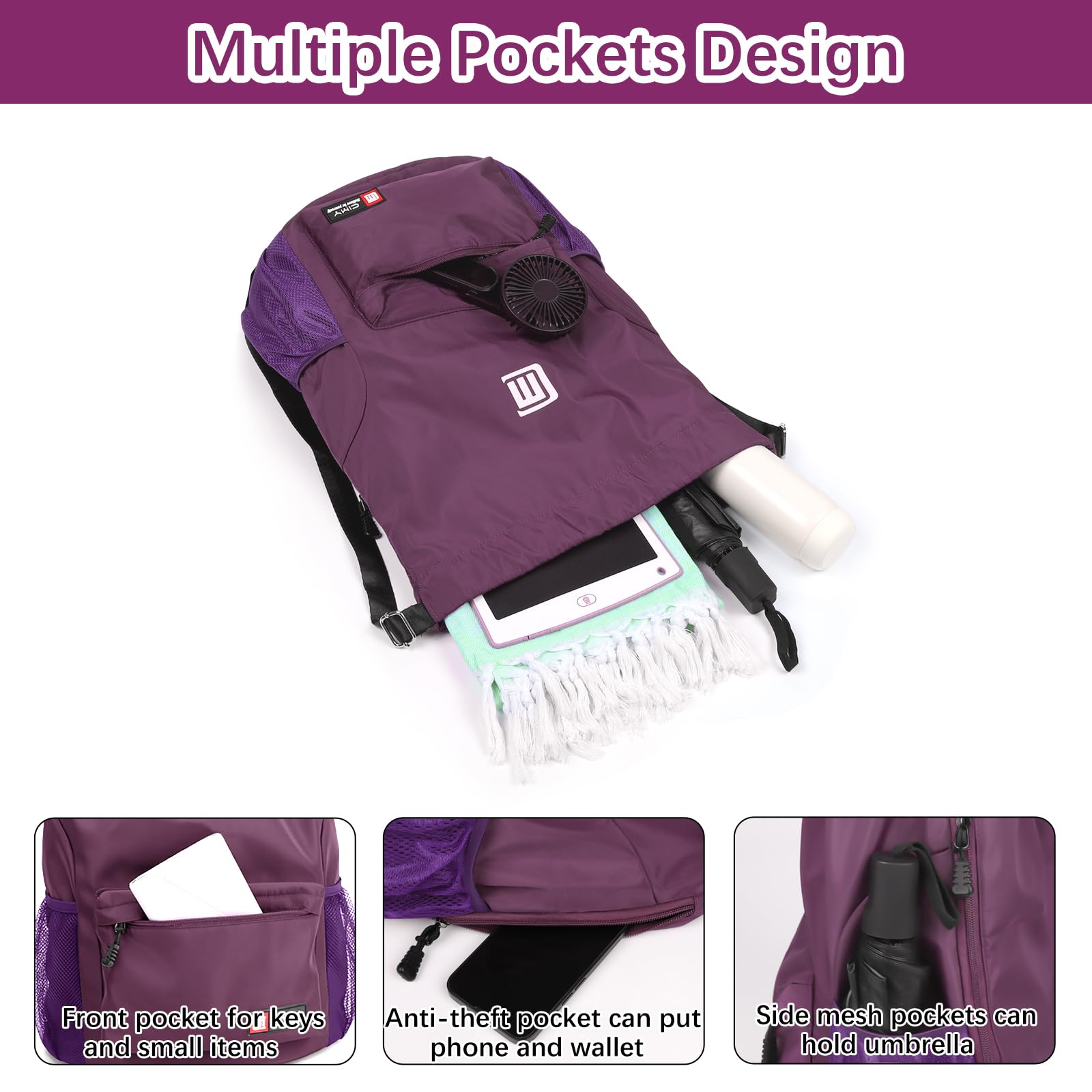 Sarsumir Borsa con Coulisse Sacca Sportiva, Impermeabile Sacchetta Sportiva Grande capacità Zaino con Coulisse Sacca Zaino per Uomo Donna