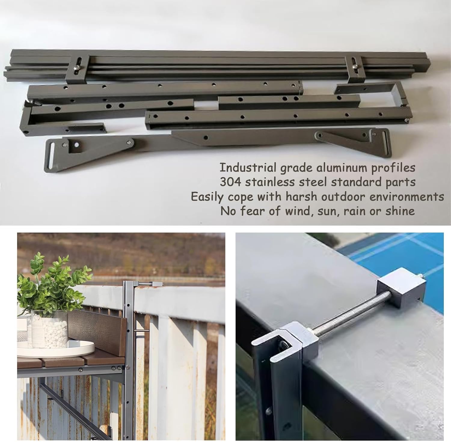 Hanging Adjustable Deck Table, Upgraded Balcony Table, Outdoor Patio bar Table, Adjustable Sliding Railing Folding Table, Creative Home bar Table for Patio, Garden(W37xL120CM/W14.6xL47.2IN)