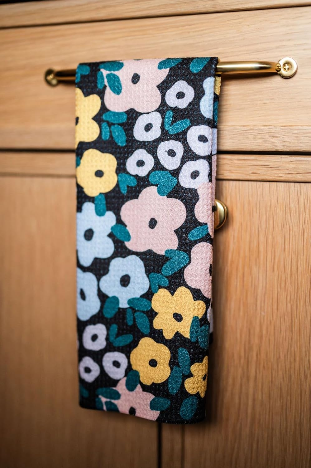 || 3 Pack|| Double Sided || Not Your Ordinary Dish Towels || Waffle Weave Microfiber || Highly Absorbent || Hanging Loop || Dish Cloths || Modern || Designer Prints|| Black and Yellow - Image 5