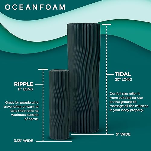 Miniatura 6 de Oceanfoam Tidal Roller Hunter - Rodillo de espuma para masaje muscular para dolor de espalda y estiramientos, textura firme y ergonómica de onda