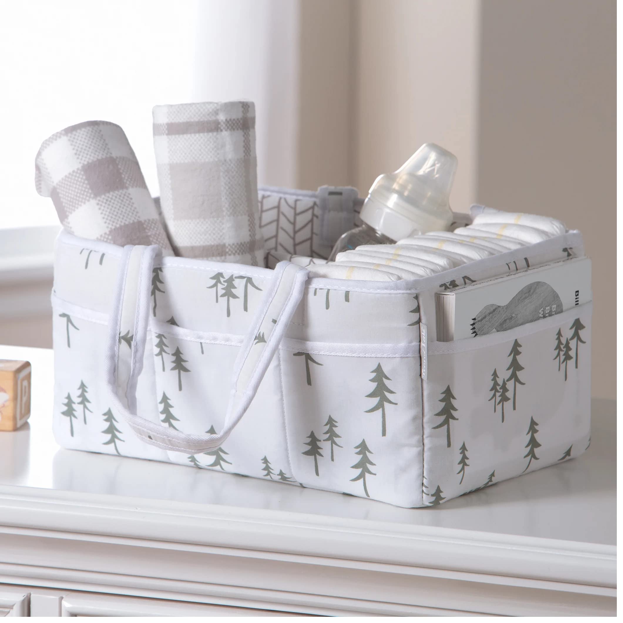 Trend Lab Mountain Baby - Organizador para cambiar pañales y artículos esenciales para recién nacidos, 12 x 6 x 8 pulgadas