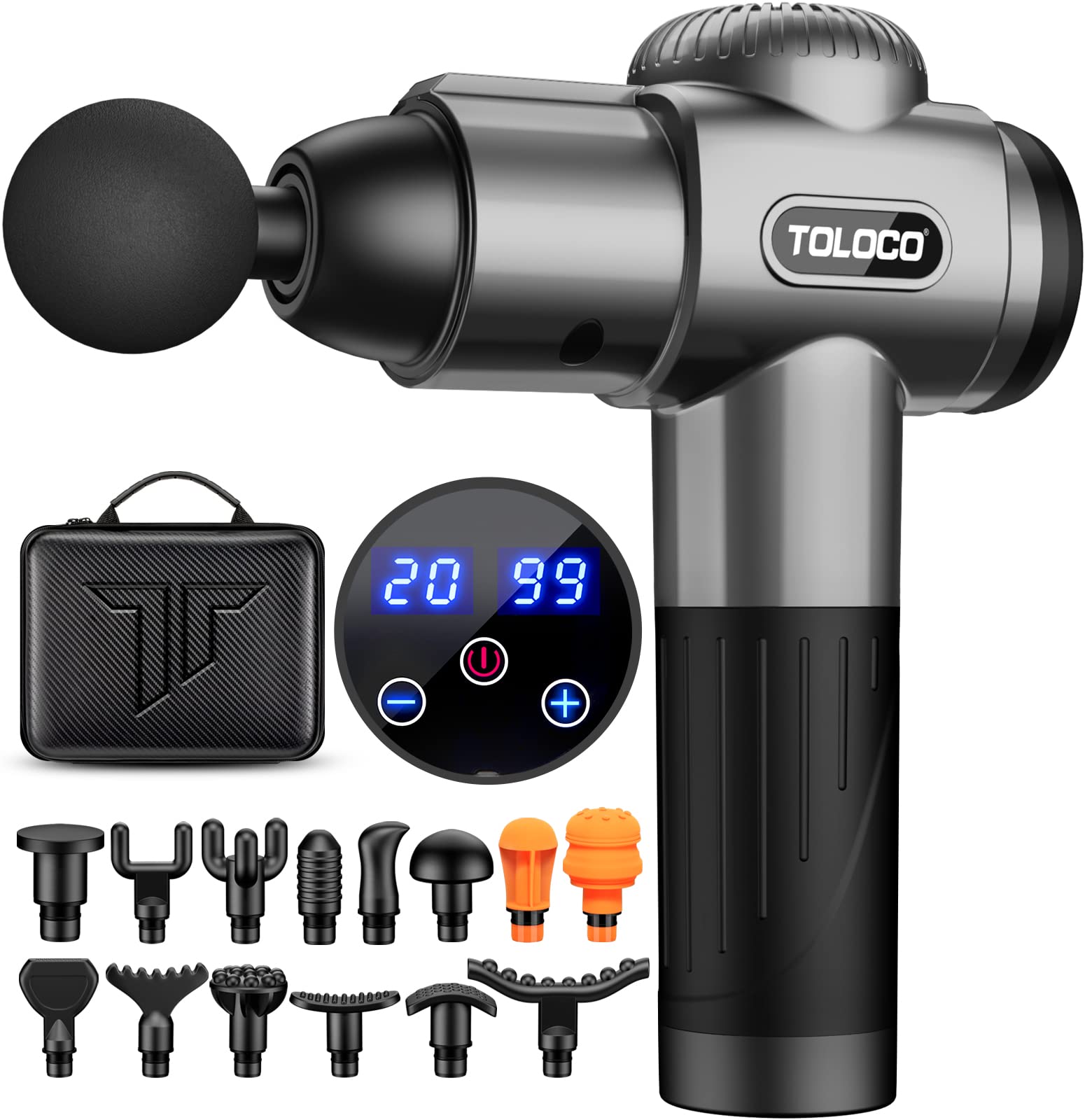 Photo 1 of TOLOCO Massage Gun, Upgrade Percussion Muscle Massage Gun for Athletes, Handheld Deep Tissue Massager, Grey